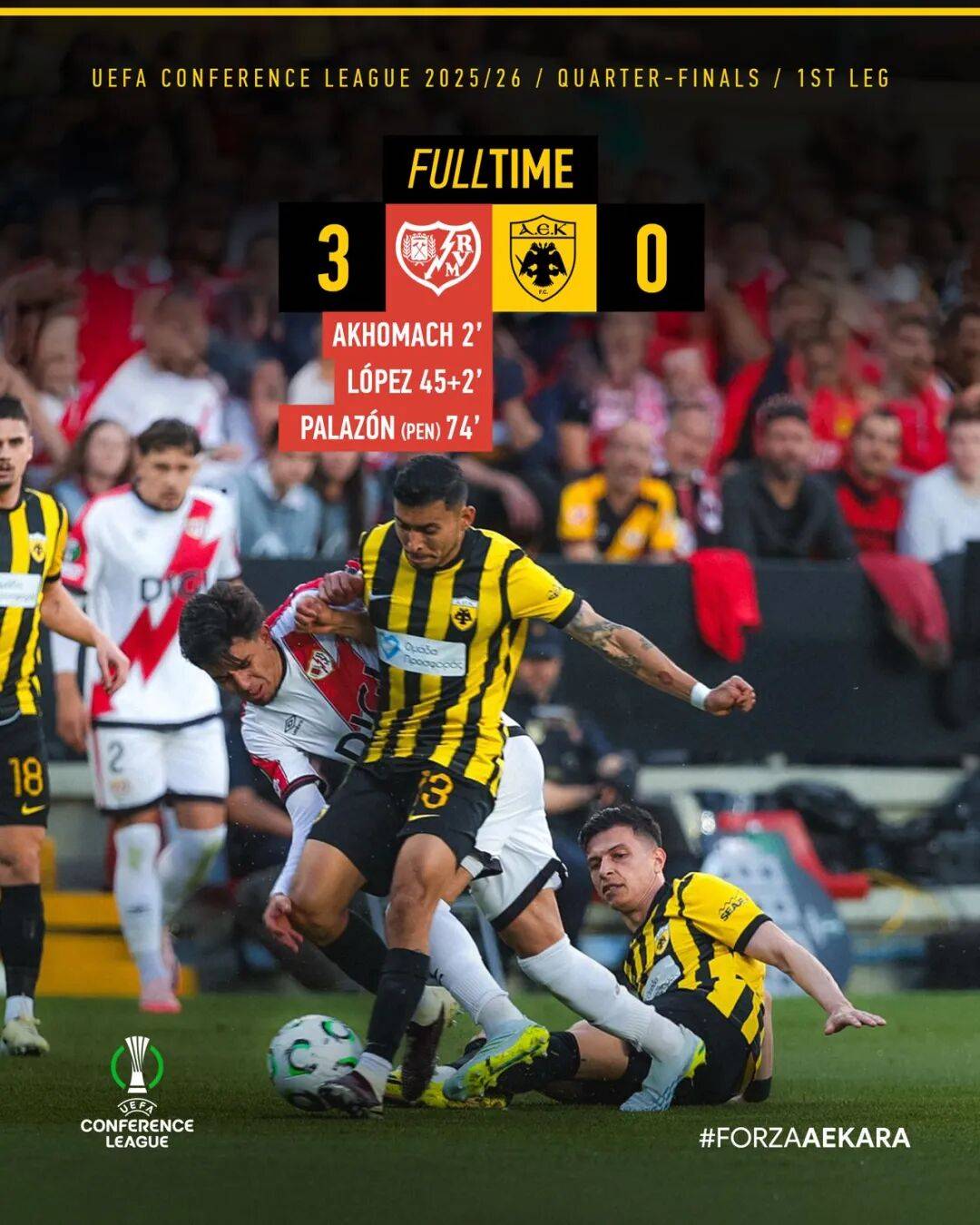 欧协联：雅典AEK以逸待劳，巴列卡诺西甲轮换